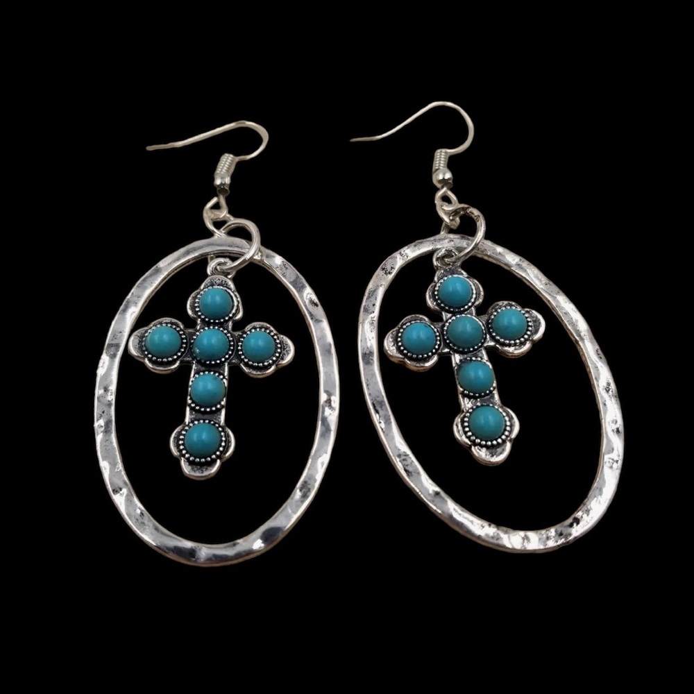 Turquoise Cross Earrings